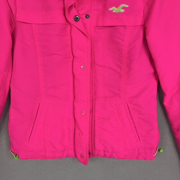 Hollister Jacket Womens Small Pink Bright Hot Neon Puffer Winter Coat Snow Ski - Picture 3 of 15